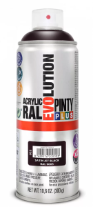 Pinty Plus Evolution oldószeres akril festék spray 400 ml, RAL 9005 SF mélyfekete színű | PINTY PLUS 632