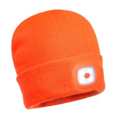 Sapka LED lámpával, narancs (beépített akkumulátorral) | PORTWEST B029ORR