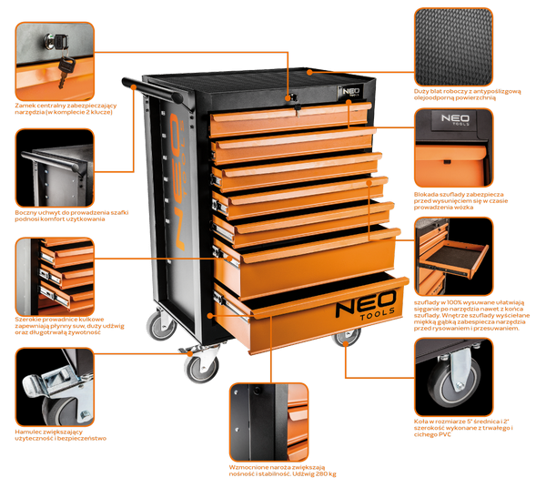 Szerszámos szekrény 6 fiókos 149 DB os NEO 84 221 G-3