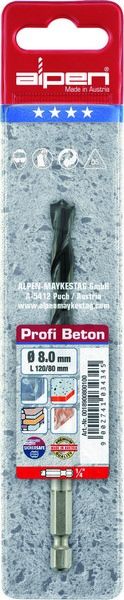 Betonfúró betonfúrószár 6 x 100 54 mm bitbefogású Profi Beton ALPEN 0018900600100-2