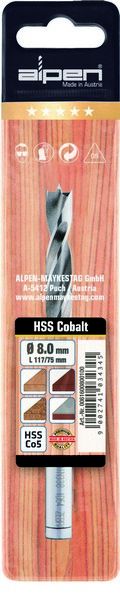 Fafúró fafúrószár 6 x 93 57 mm HSS Co cobalt 5 Holz ALPEN 0063300600100-2