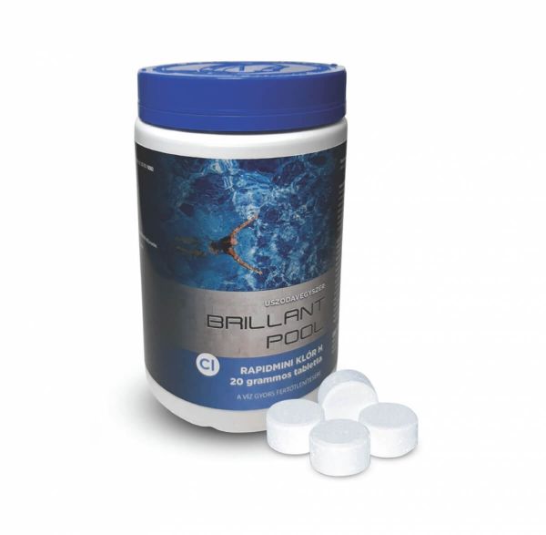 Rapid mini klór 20gr os tabletta 1kg medencéhez BRILLANT POOL UVC 301B