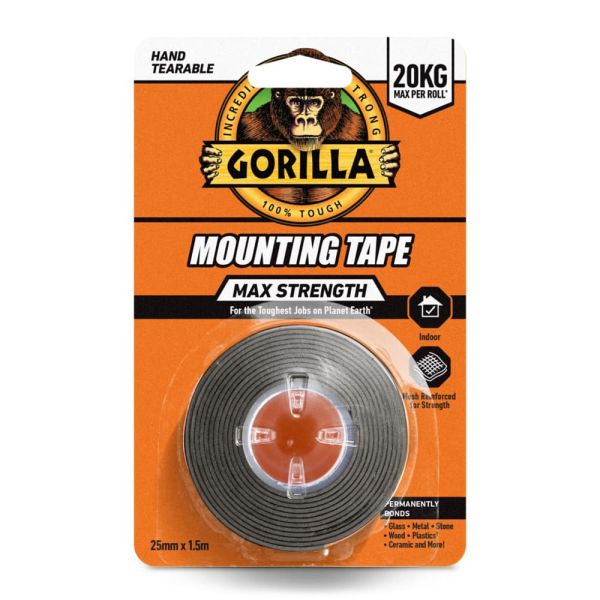 GORILLA Glue Mounting Black Tape Max fekete kétoldalú ragasztószalag 2 5 cm x 1 5 m GORILLA 114791