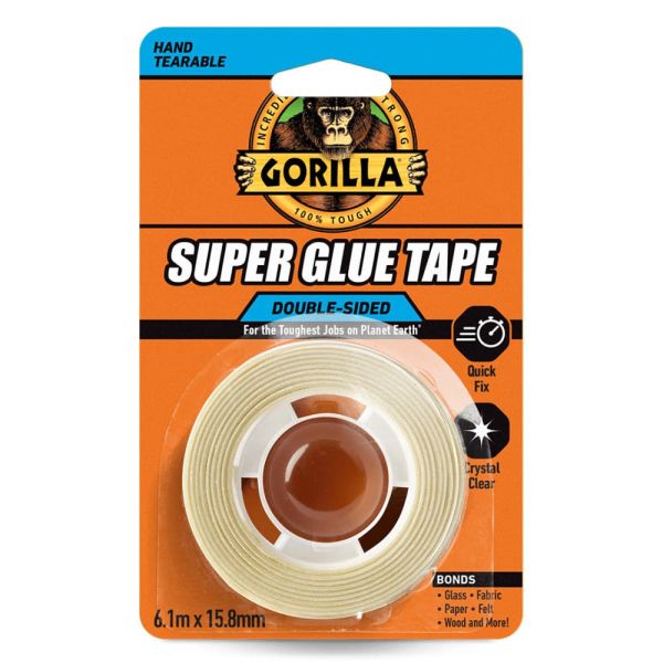 GORILLA Super Glue Tape kristálytiszta kétoldalú ragasztószalag 15 8 mm x 6 1 m GORILLA 115718