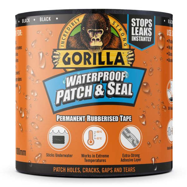 GORILLA Waterproof Patch Seal fekete tape ragasztószalag 100 mm x 3 m vízálló foltozó GORILLA 3044720