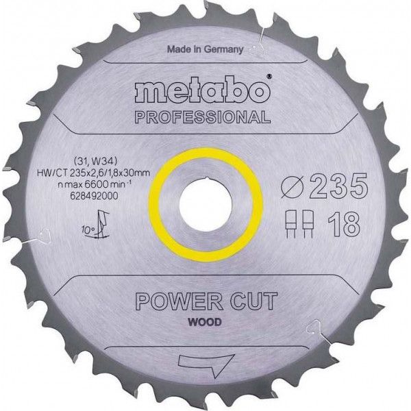 Körfűrésztárcsa körfűrészlap PROFESSIONAL 235 x 30 mm Z18 FZ FA 10 METABO 628492000