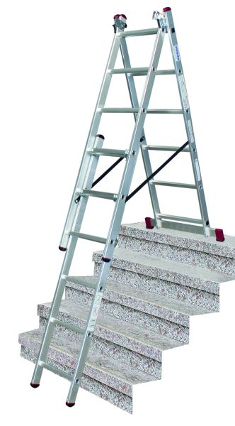 Létra 3 x 6 fokos univerzális alumínium létra lépcsőfunkcióval CORDA KRAUSE 033369-2