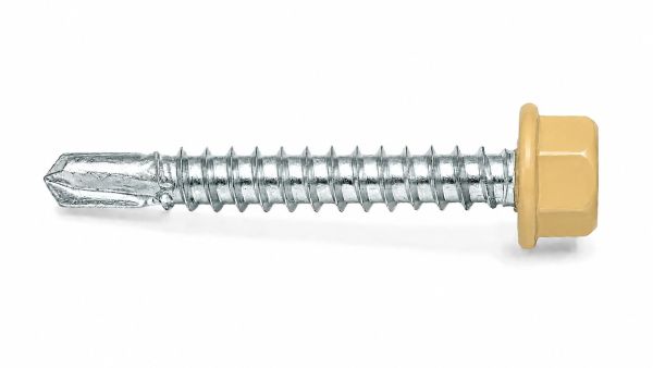 Lemezcsavar 4 8 x 19 mm hatlapfejű önfúró fához EPDM alátéttel RAL 1002 Gabonasárga színű DIN 7504 K 02064