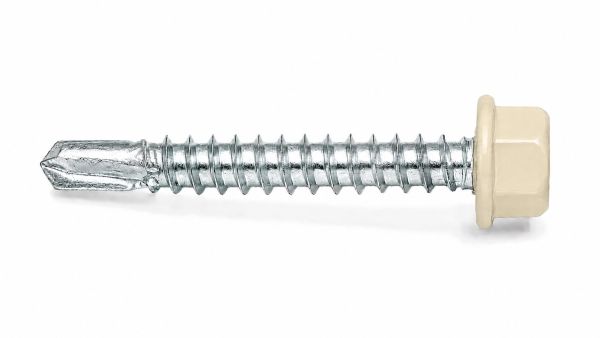 Lemezcsavar 4 8 x 19 mm hatlapfejű önfúró fához EPDM alátéttel RAL 1013 Bézs színű DIN 7504 K 02065