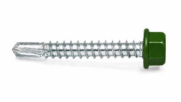 Lemezcsavar 4 8 x 35 mm hatlapfejű önfúró fához EPDM alátéttel RAL 6002 Zöld színű DIN 7504 K 6130503