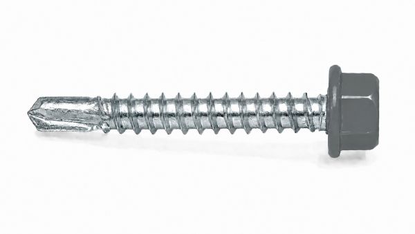 Lemezcsavar 4 8 x 35 mm hatlapfejű önfúró fához EPDM alátéttel RAL 7011 Fémszürke színű DIN 7504 K 52142