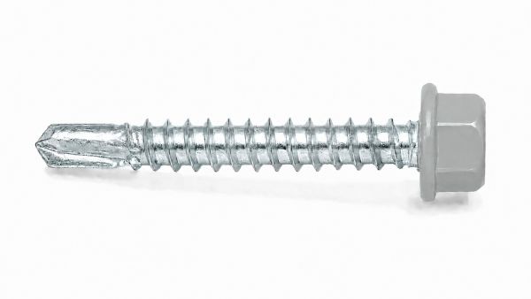 Lemezcsavar 4 8 x 19 mm hatlapfejű önfúró fához EPDM alátéttel RAL 7035 Világosszürke színű DIN 7504 K 02075