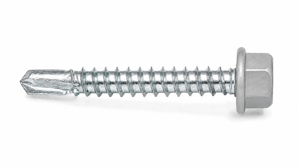 Lemezcsavar 5 5 x 25 mm hatlapfejű önfúró EPDM alátéttel RAL 9006 Aluminiumszürke színű DIN 7504 K 52146