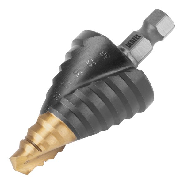 Lemezfúró lépcsős fúró 9 mm 36 mm 10 lépcsővel DENZEL 7236057