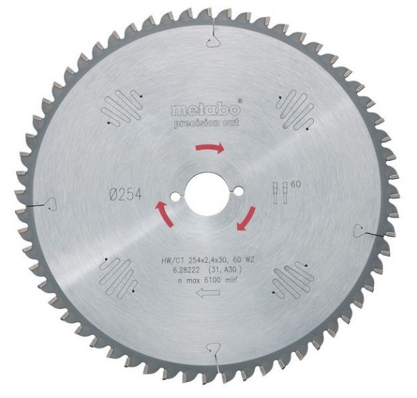 Körfűrésztárcsa körfűrészlap PRECISION PROFESSIONAL 210 x 30 mm Z40 WZ 3 METABO 628037000
