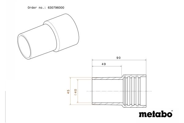Porszívóhoz adapter 40 45 mm gépekhez METABO 630796000-2