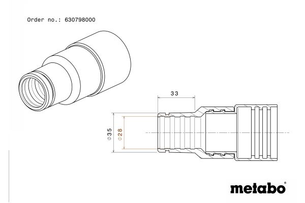 Porszívó adapter csatlakozó cső gépekhez METABO 630798000-2