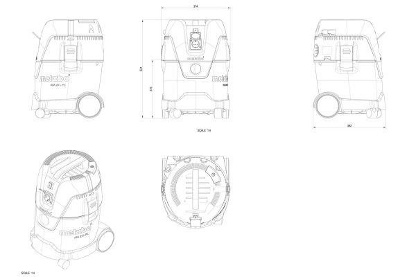 METABO ASA 25 L PC porszívó forgácselszívó ipar száraz nedves METABO 602014000-6