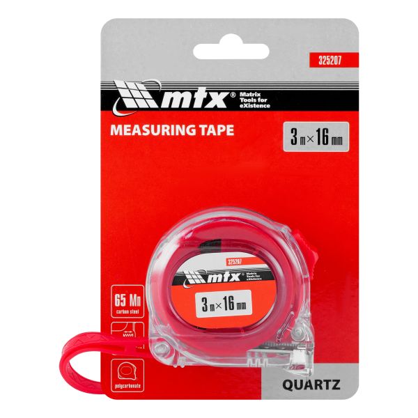 Mérőszalag 3 m x 16 mm átlátszó kvarc házban MTX 325207-6