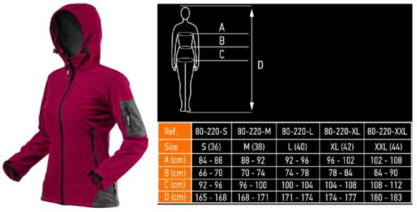 Softshell kabát XXL es Női szél és vízálló szilva magenta NEO 80 550 XXL