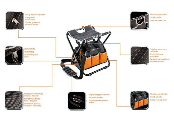 Szerszámostáska kisszékkel NEO 84 306-2