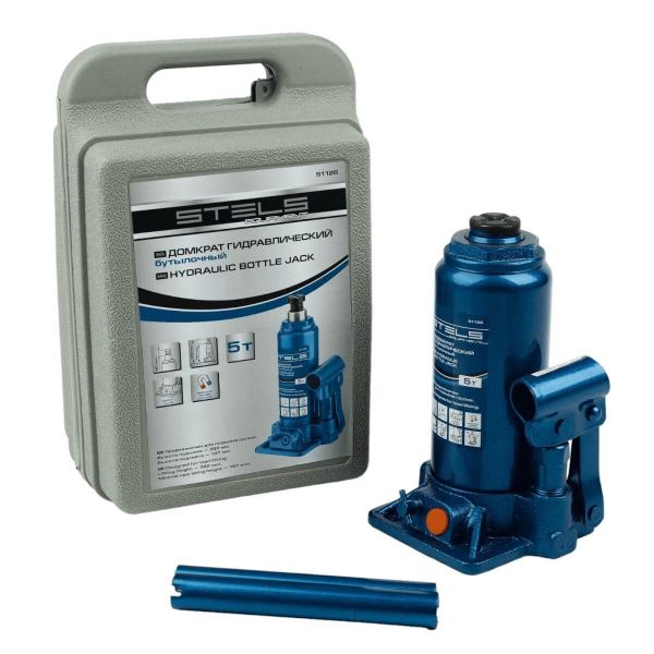 Hidraulikus palackemelő kofferben 5 t 197 mm 382 mm emelési magassággal STELS 51126-3