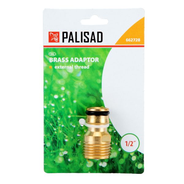 Csapcsatlakozó locsoló gyorscsatlakozóhoz 1 2 külső menettel sárgaréz PALISAD 662728-6