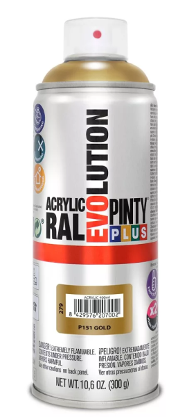 Pinty Plus Evolution oldószeres akril festék spray 400 ml P151 arany színű PINTY PLUS 279