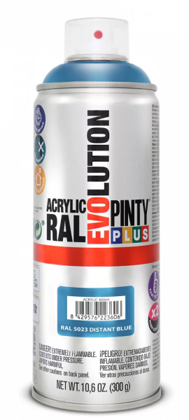 Pinty Plus Evolution oldószeres akril festék spray 400 ml RAL 5023 messzekék színű PINTY PLUS 514