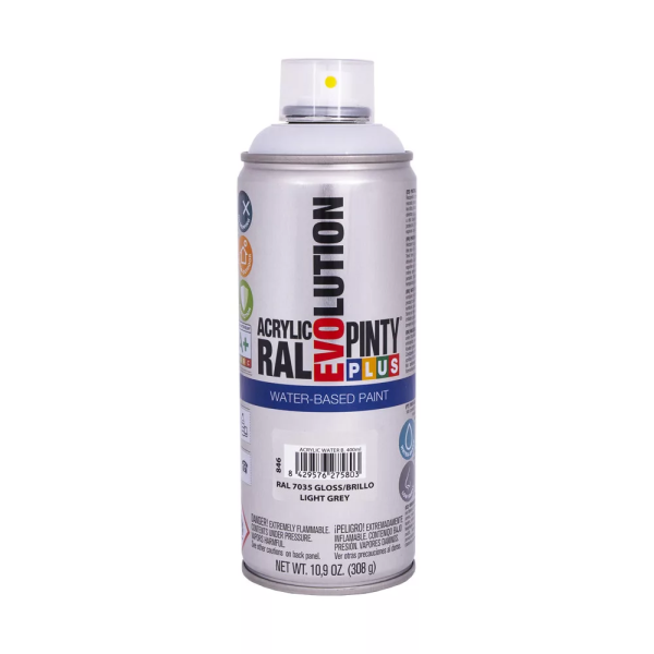 Pinty Plus Evolution oldószeres akril festék spray 400 ml RAL 7030 kőszürke színű PINTY PLUS 546