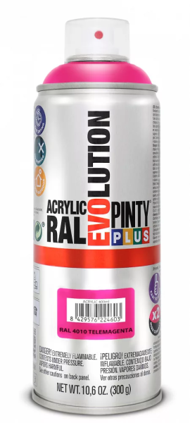 Pinty Plus Evolution oldószeres akril festék spray 400 ml RAL 4010 telemagenta színű PINTY PLUS 547