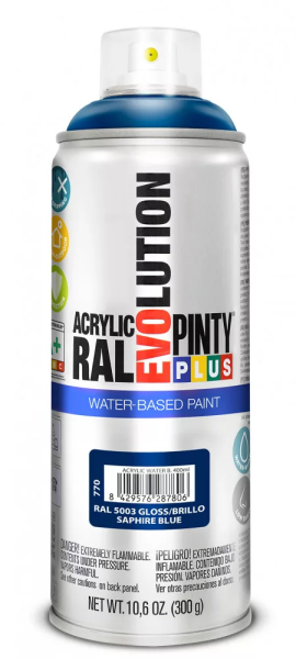 Pinty Plus Evolution vízbázisú akril festék spray 400 ml RAL 5003 zafirkék színű PINTY PLUS 770