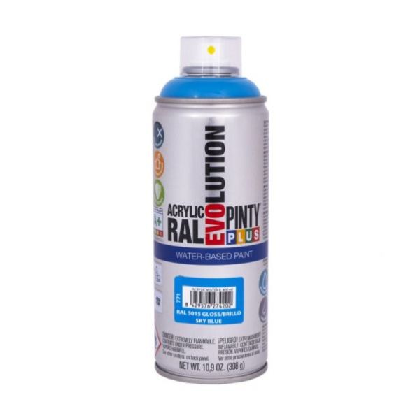 Pinty Plus Evolution vízbázisú akril festék spray 400 ml RAL 5015 égkék színű PINTY PLUS 771