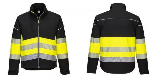 PW375 HI VIS Class 1 Softshell kabát fekete sárga M es PORTWEST PW375BKYM