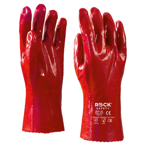 Védőkesztyű vegyszerálló teljes PVC mártott 45 cm ROCK 6035 45