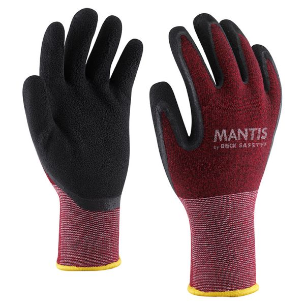 Védőkesztyű szerelőkesztyű pamut spandex hablatex tenyérmártással bordó 7 es ROCK MANTIS 07