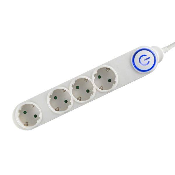 Elosztó, hosszabbító 4-es, 5 m, fehér, talpkapcsolóval, 1,5 mm2 | NV 04TK-5/WH/1,5