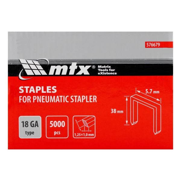 Tűzőkapocs 38 mm 5000 db 18GA típusú 1 25 x 1 x 5 7 mm MTX 576679