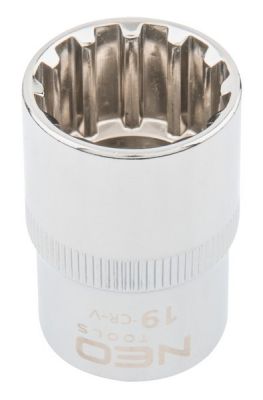 Dugókulcs fej, krova fej 19 mm E24, négyszög 16 mm 1/2" | NEO 08-591