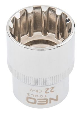 Dugókulcs fej, krova fej 22 mm E28, négyszög 19 mm 1/2" | NEO 08-594