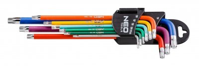 Imbuszkulcs készlet T10 - T50, 9 részes, színes, torx | NEO 09-518