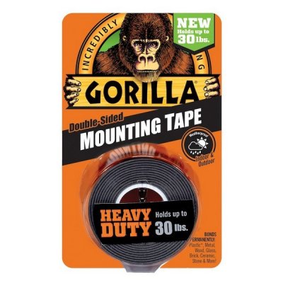 GORILLA Heavy Duty Mounting Black Tape fekete kétoldalas ragasztószalag kültérre is 2,54 cm x 1,52 m | GORILLA 3044200