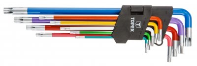 Imbuszkulcs készlet T10 - T50 torx, 9 részes, színes | TOPEX 35D969