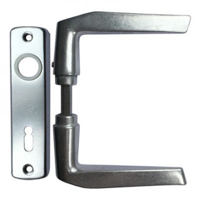 SB ajtókilincs 410 + ajtócím, 55 mm, lővér kulcslyukas, alumínium, polírozott | 3986647