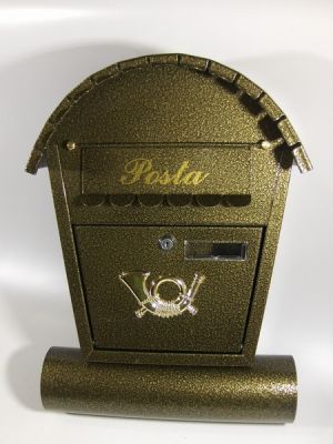 Postaláda, levélszekrény 30 cm x 38 cm x 8 cm SPI-2 arany újságtartós, íves | 1240111