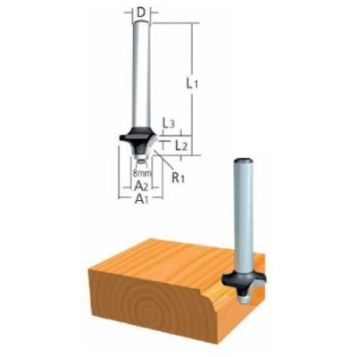 Marófej, marókés, kerekítő kés befogás: 6 mm, átmérő: 19 mm, rádiusz: 3,2 mm | MAKITA D-48446