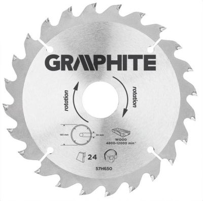 Körfűrésztárcsa, körfűrészlap 165 mm / 30 mm Z24 | GRAPHITE 57H650