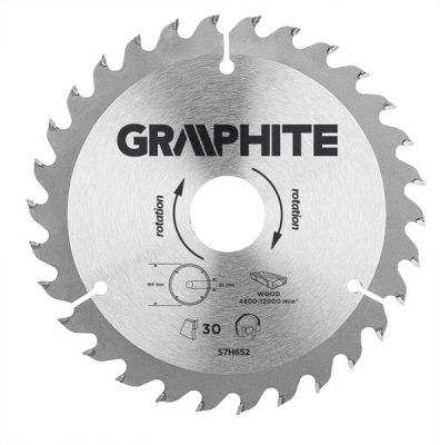 Körfűrésztárcsa, körfűrészlap 165 mm / 30 mm Z30 | GRAPHITE 57H652