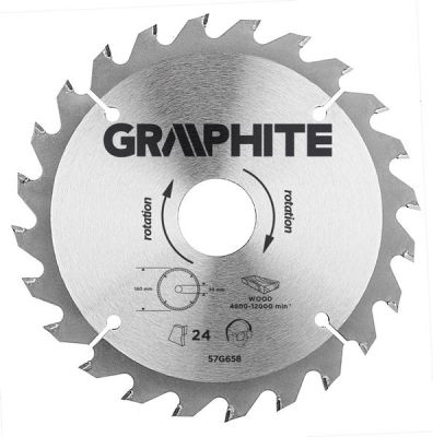 Körfűrésztárcsa, körfűrészlap 160 mm / 30 mm Z24 | GRAPHITE 57H658