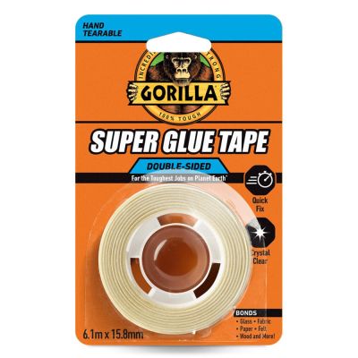 GORILLA Super Glue Tape kristálytiszta kétoldalú ragasztószalag 15,8 mm x 6,1 m | GORILLA 115718
